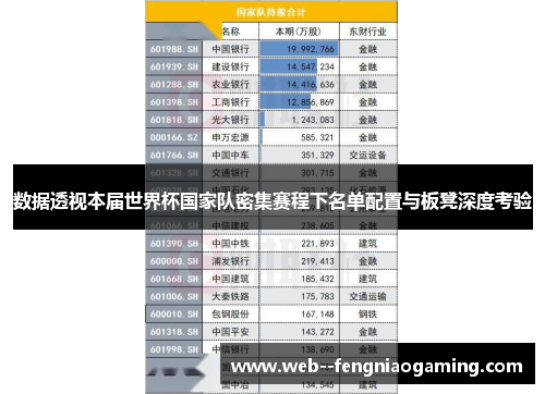 数据透视本届世界杯国家队密集赛程下名单配置与板凳深度考验